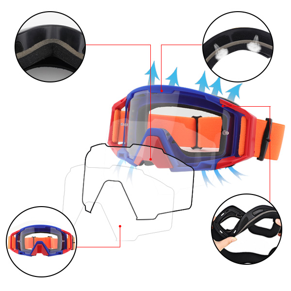 Tear Off Anti Fog UV400 Motocross suojalasit - Bang Long